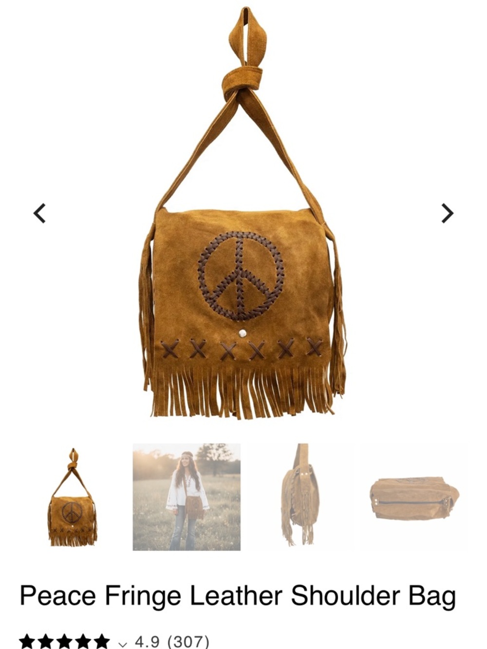Peace ☮️ fringe bag long strap